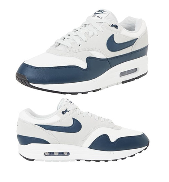 Men's Running Weapon Air Max 1 White/Navy/Light Silver Shoes 031